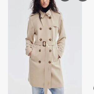 H& M DOUBLE-BREASTED TRENCHCOAT - Beige